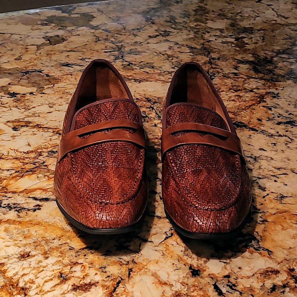 Men's Meijiana brown weave design loafers, size 12 preowned, very good condition - Picture 3 of 15
